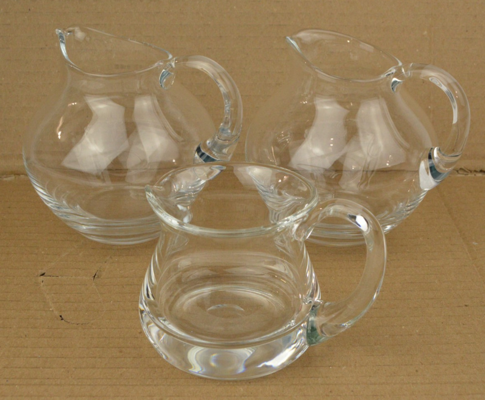 Vintage Clear Glass Creamer Pitchers Set of 3 Heavy Glass Small Serving Jugs